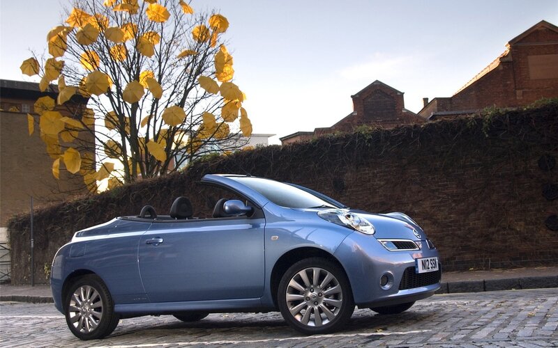 Blue Nissan Micra Cabriolet