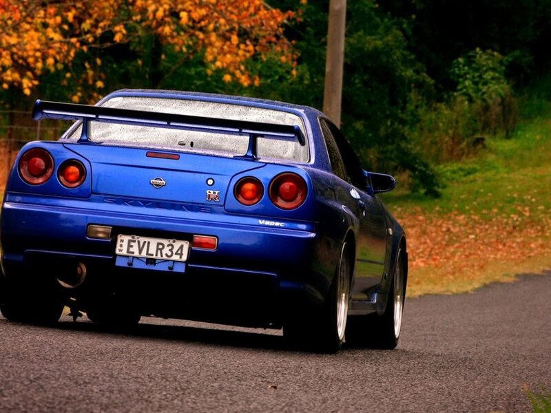 Blue Nissan Skyline — Calm, Autumn