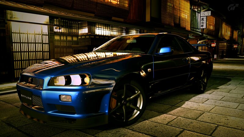 Blue Nissan Skyline Car — Dramatic