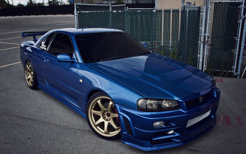 Blue Nissan Skyline — Dramatic, Afternoon