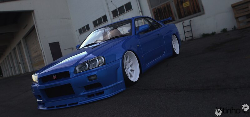 blue nissan skyline gt-r