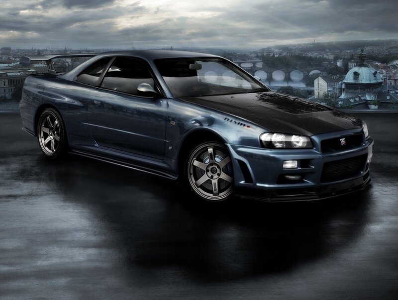 blue nissan skyline gtr