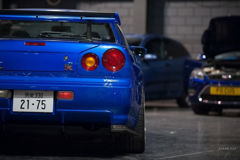 Blue Nissan Skyline R34