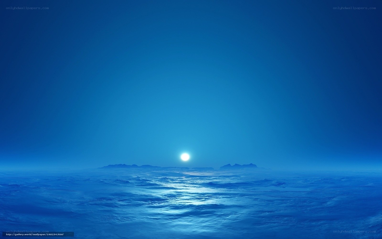 Blue ocean at sunset