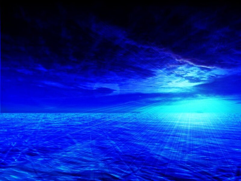 blue ocean at sunset