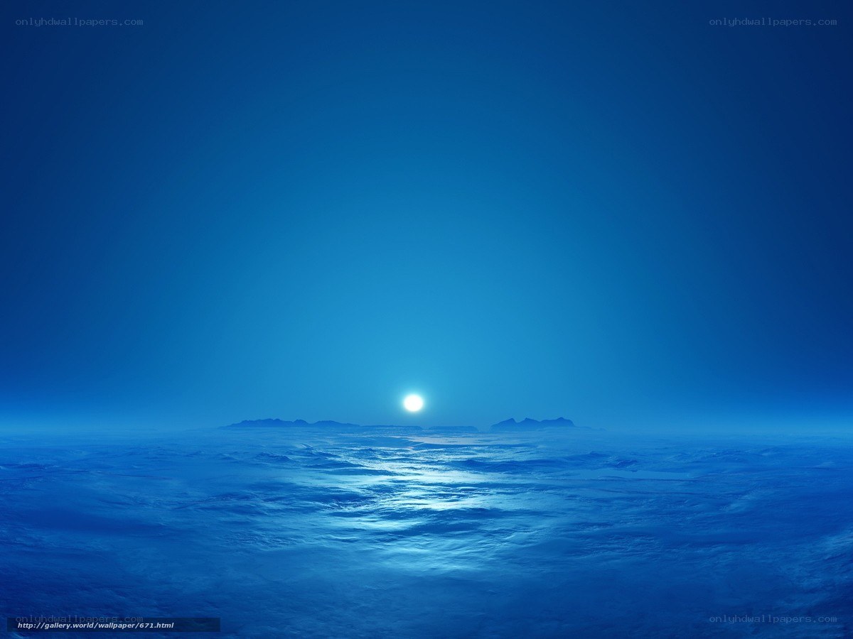 Blue ocean at sunset