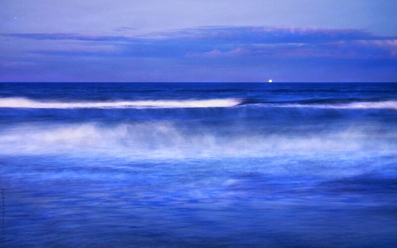 Blue ocean at twilight