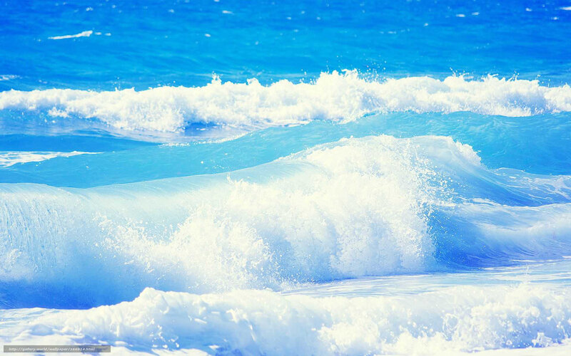 Blue ocean waves crashing