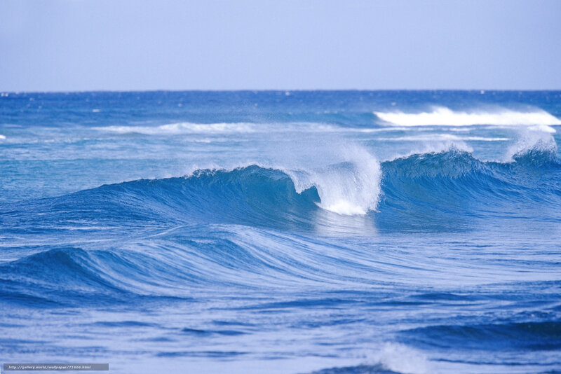 Blue ocean waves crashing