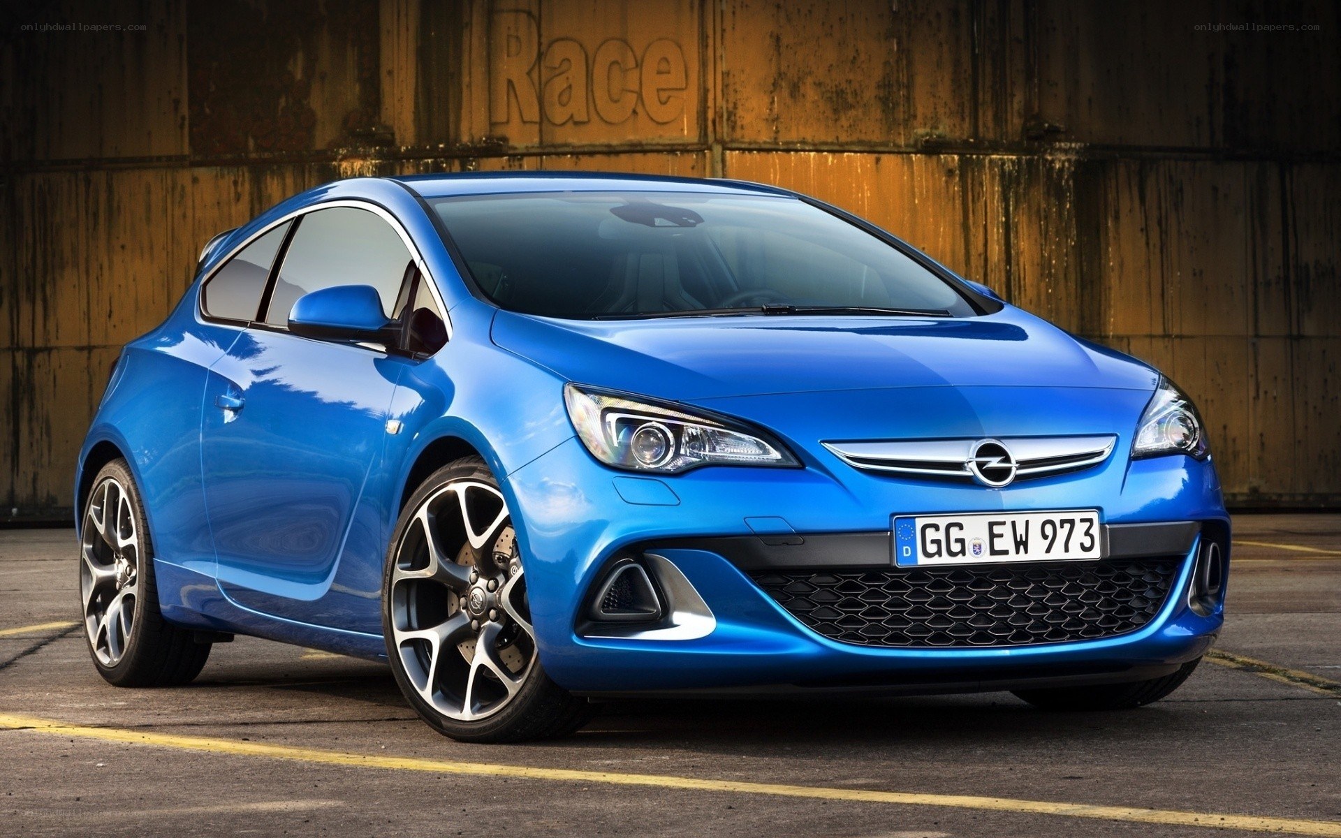 Blue Opel Astra OPC