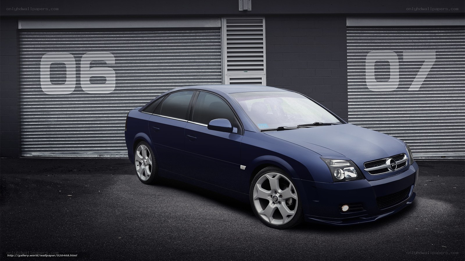 blue opel in garage