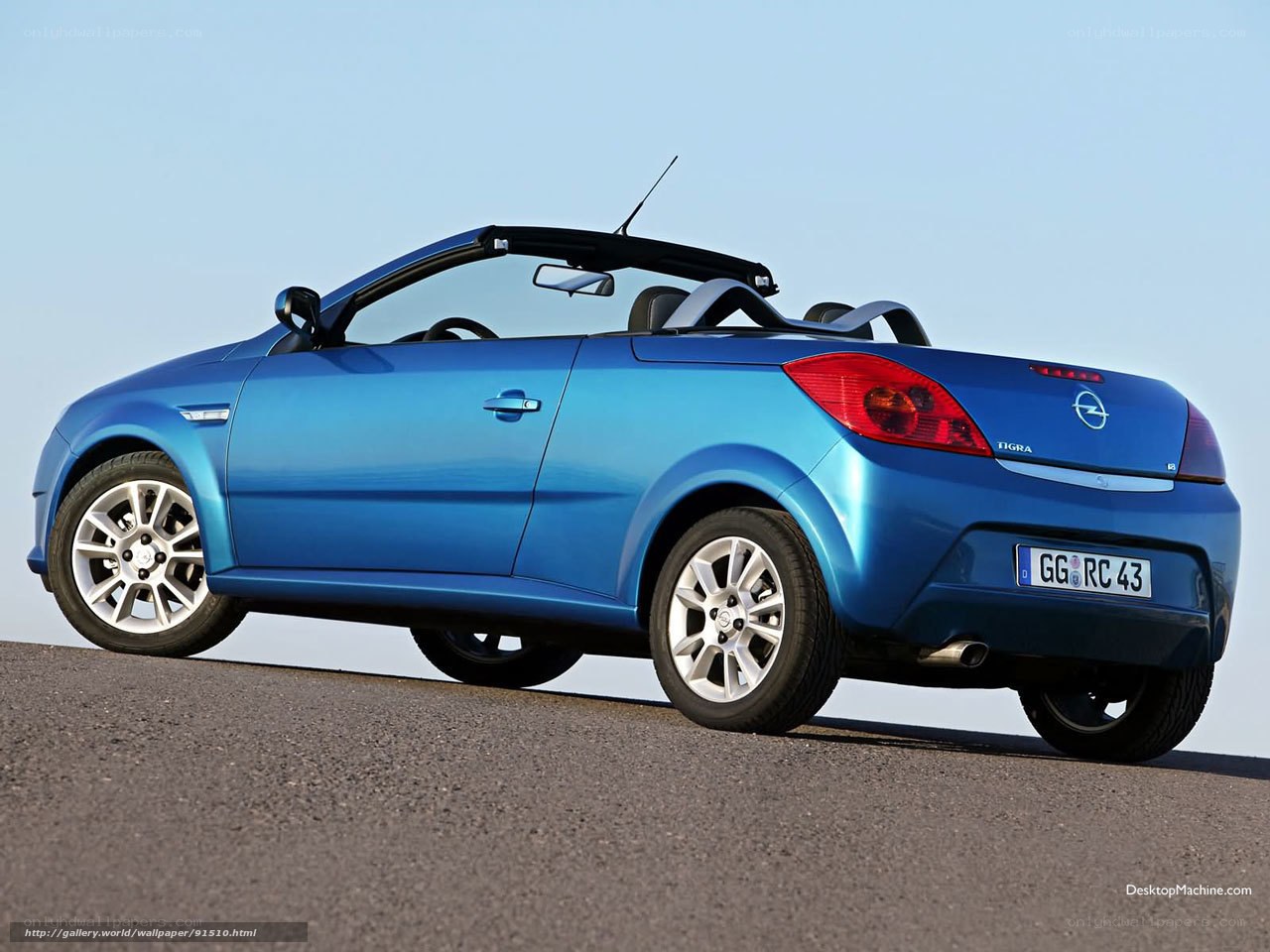 Blue Opel Tigra convertible
