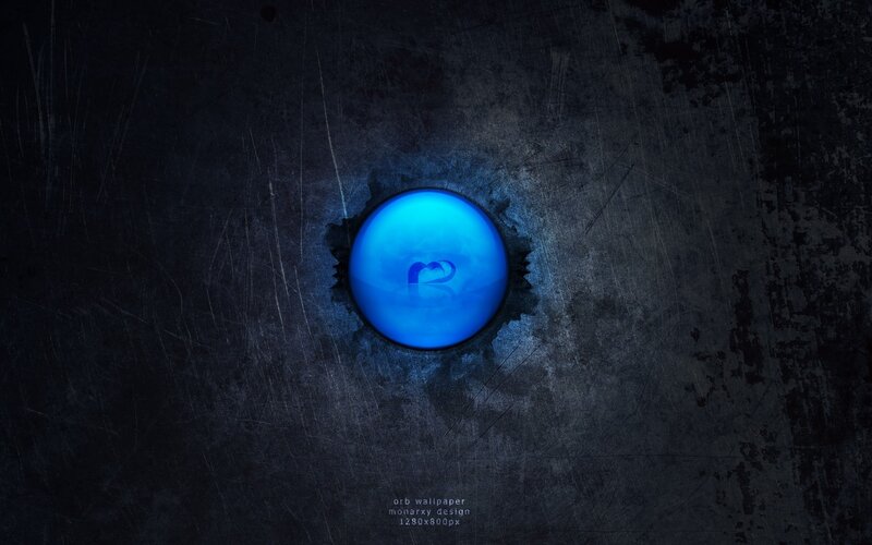 blue orb on dark metal