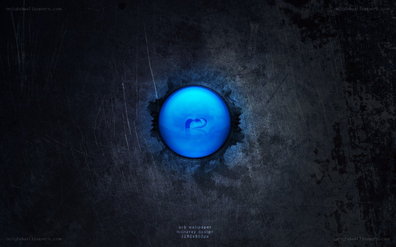 blue orb on dark metal