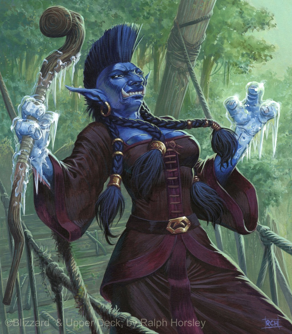 Blue orc with ice staff