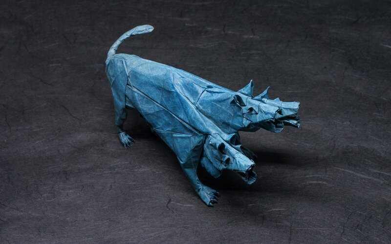 Blue Origami Cerberus
