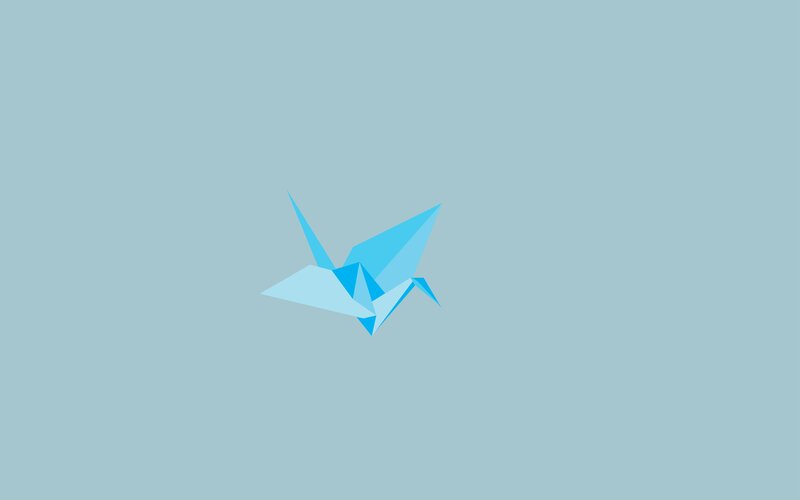 Blue Origami Crane — Light Blue