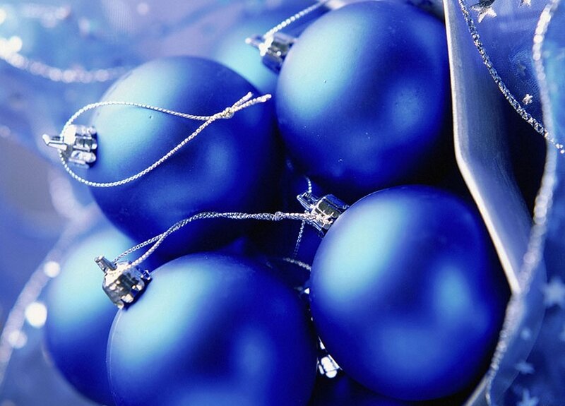 Blue Ornament Balls — Festive, Photograph, Ornaments, Strings