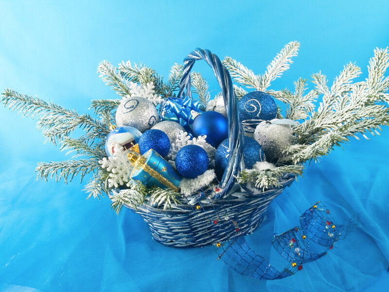 Blue Ornament Basket — Festive