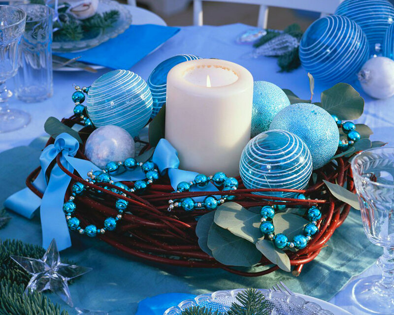 Blue Ornament Centerpiece