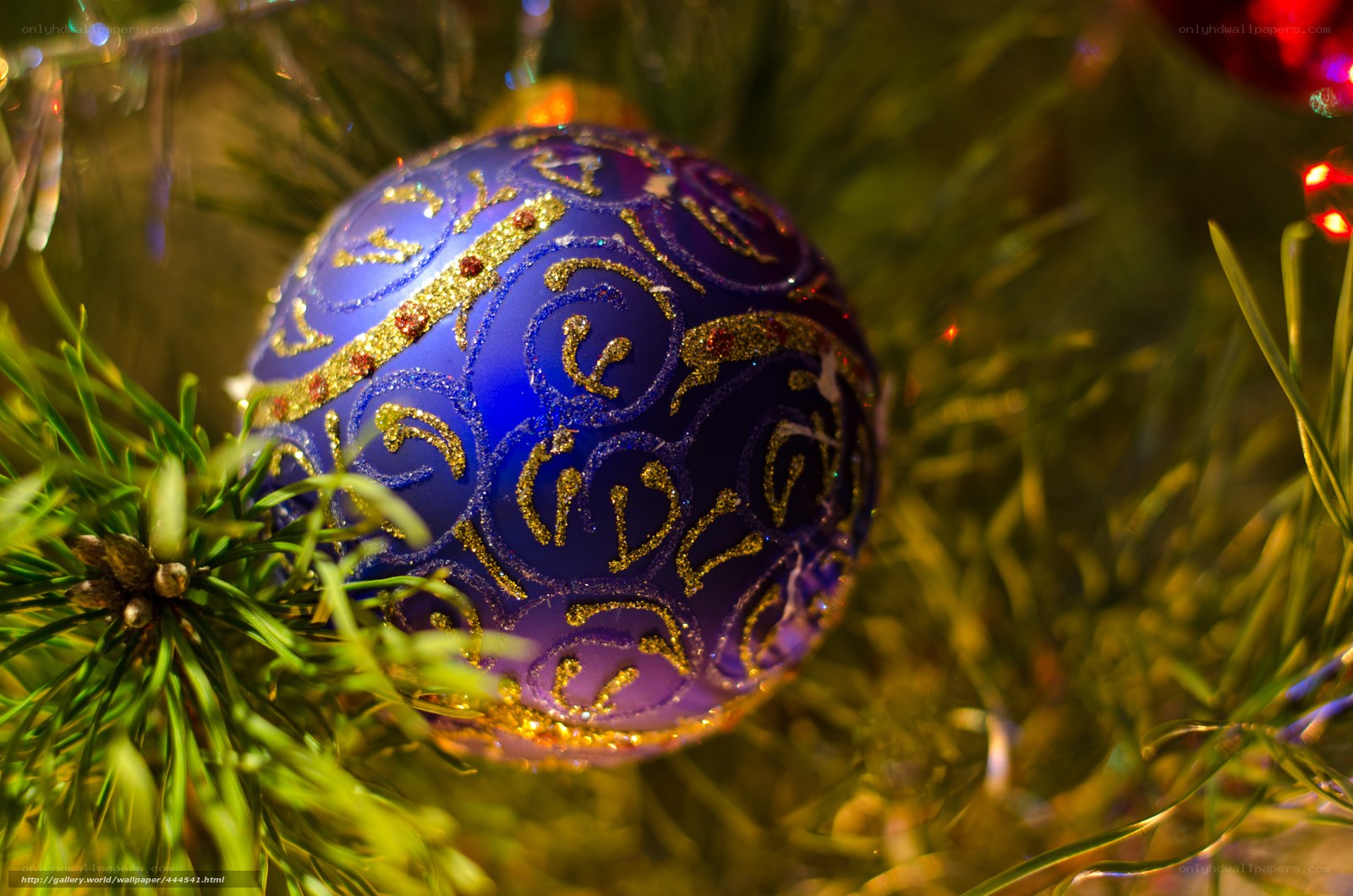 blue ornament on christmas tree