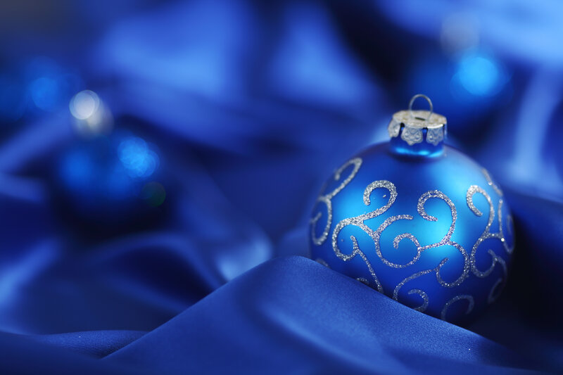 Blue Ornament on Fabric — Serene, Winter