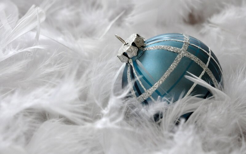 Blue Ornament on Feathers — Calm