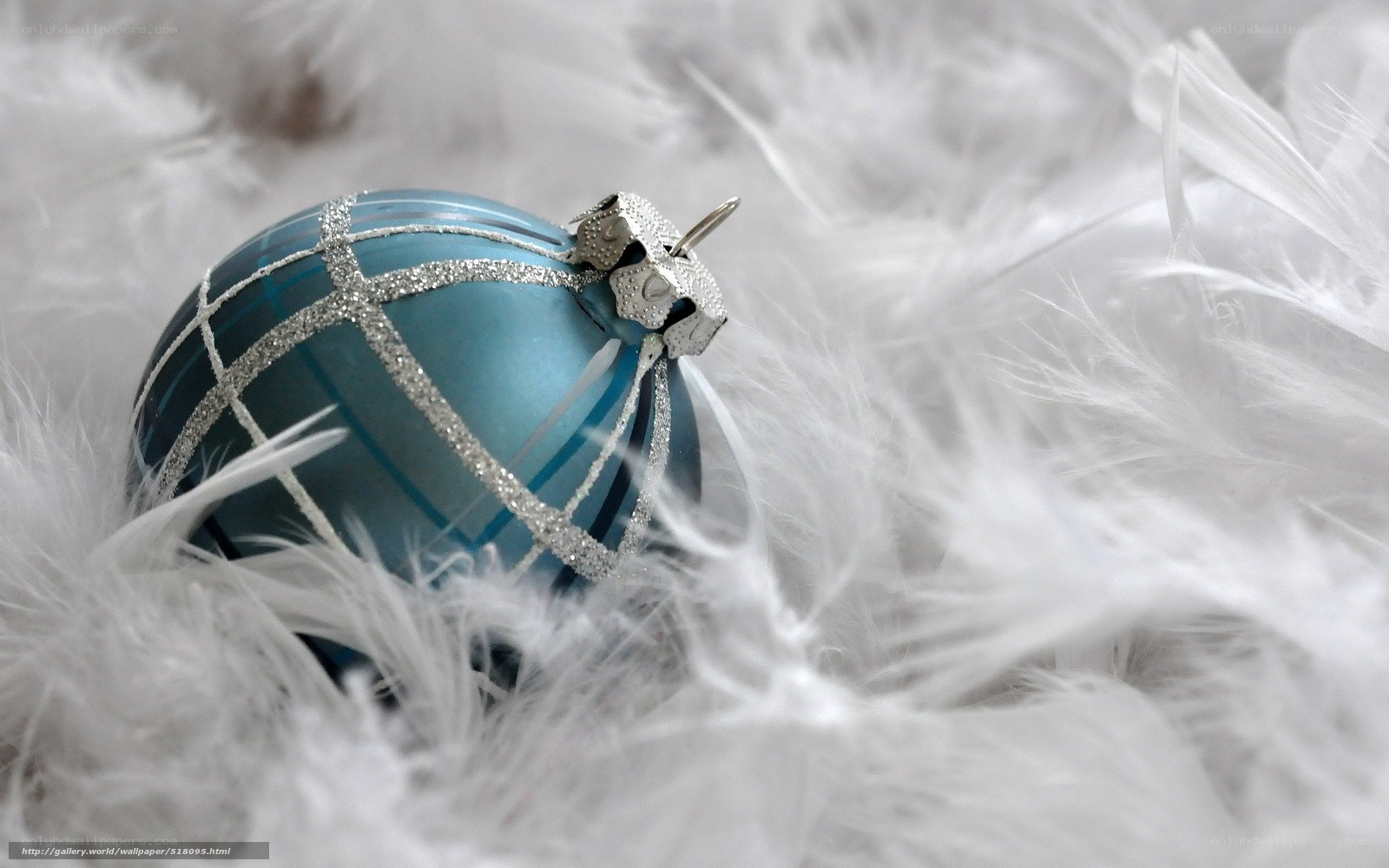 blue ornament on feathers