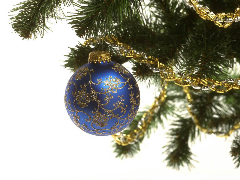 Blue Ornament on Tree — Festive, Winter, Photograph, Tree Branches