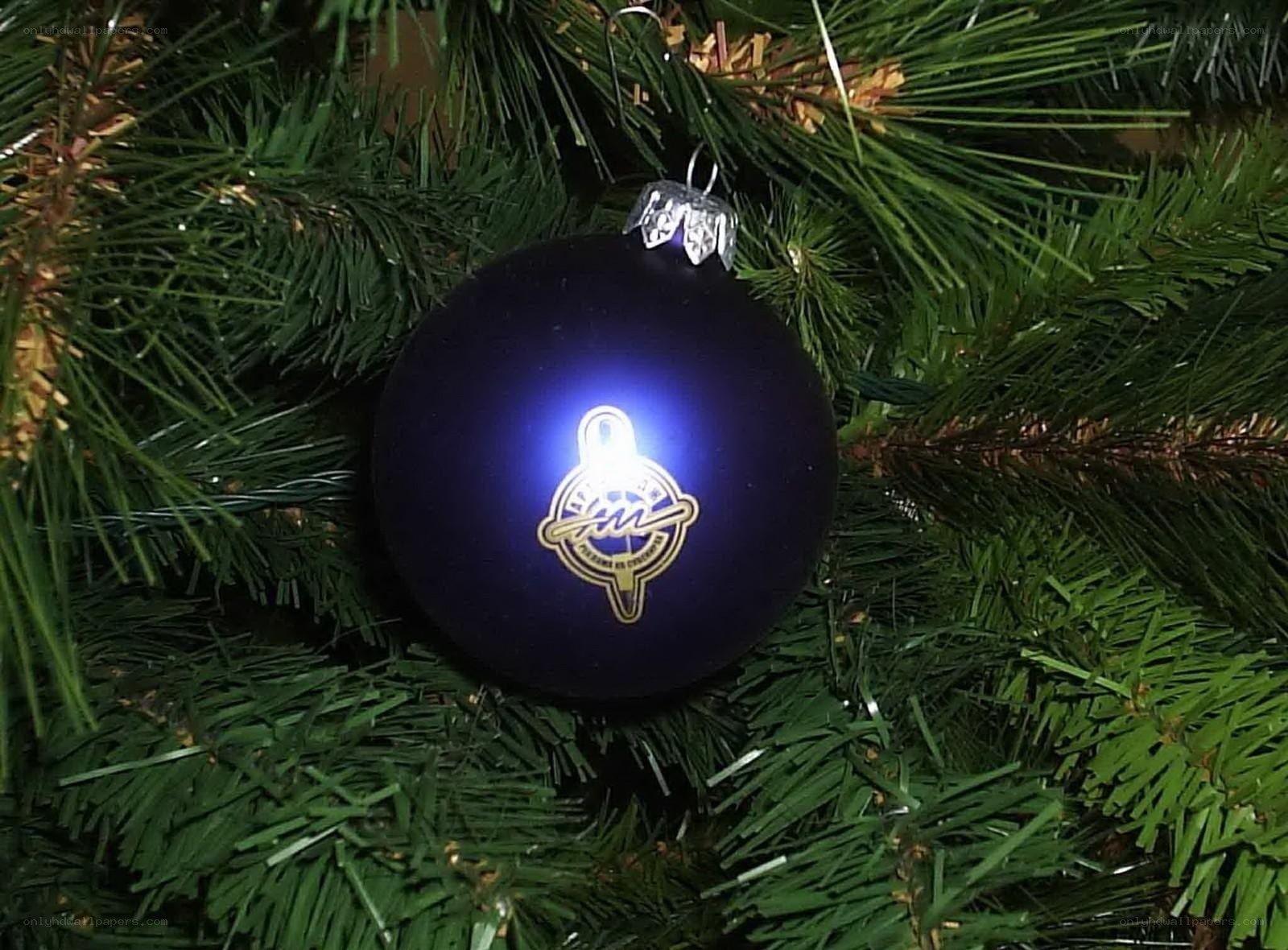 blue ornament on tree