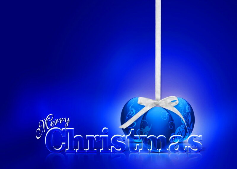 Blue Ornament with Bow — Festive, Digital Art