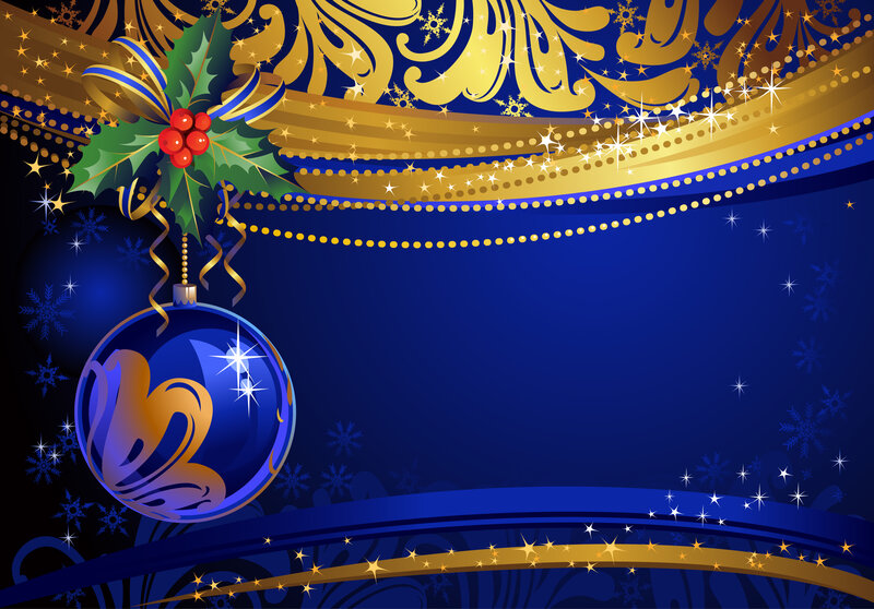 Blue Ornament with Holly — Festive