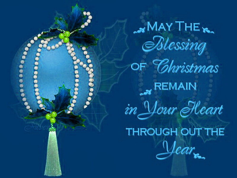 Blue Ornament with Holly