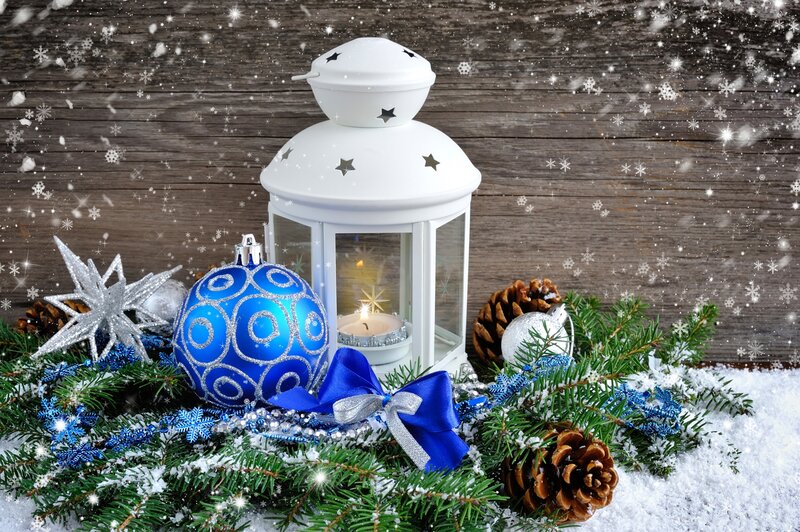Blue Ornament with Lantern