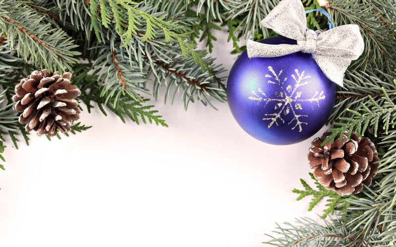 Blue Ornament with Pine Cones