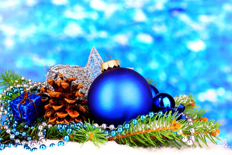 Blue Ornament with Pinecone