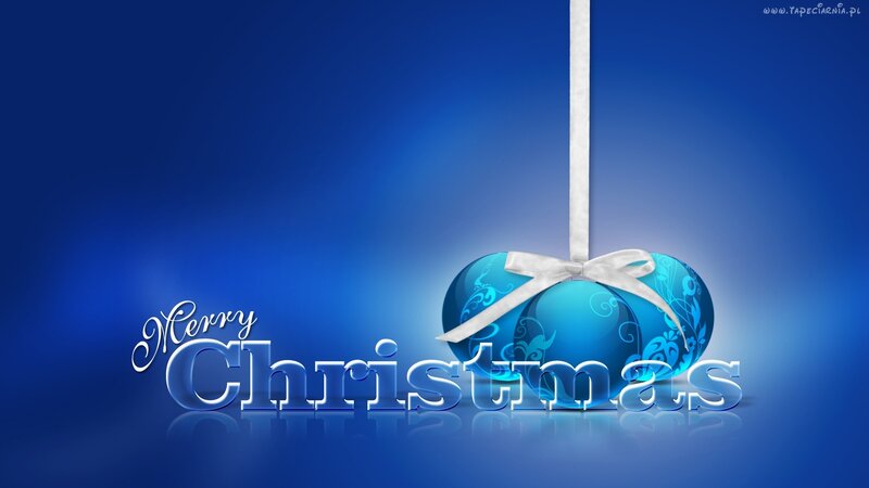 Blue Ornament with Ribbon — Festive, Digital Art, Text
