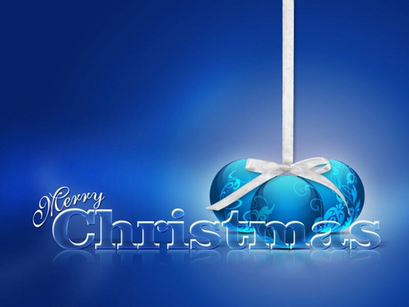Blue Ornament with Ribbon — Festive, Digital Art