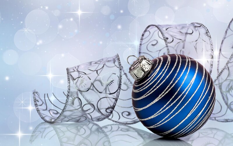Blue Ornament with Ribbon — Festive, Winter