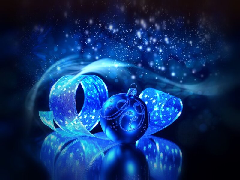 Blue Ornament with Ribbon — Magical