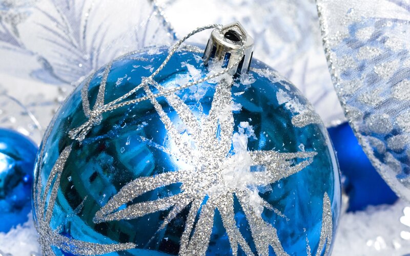 blue ornament with silver star