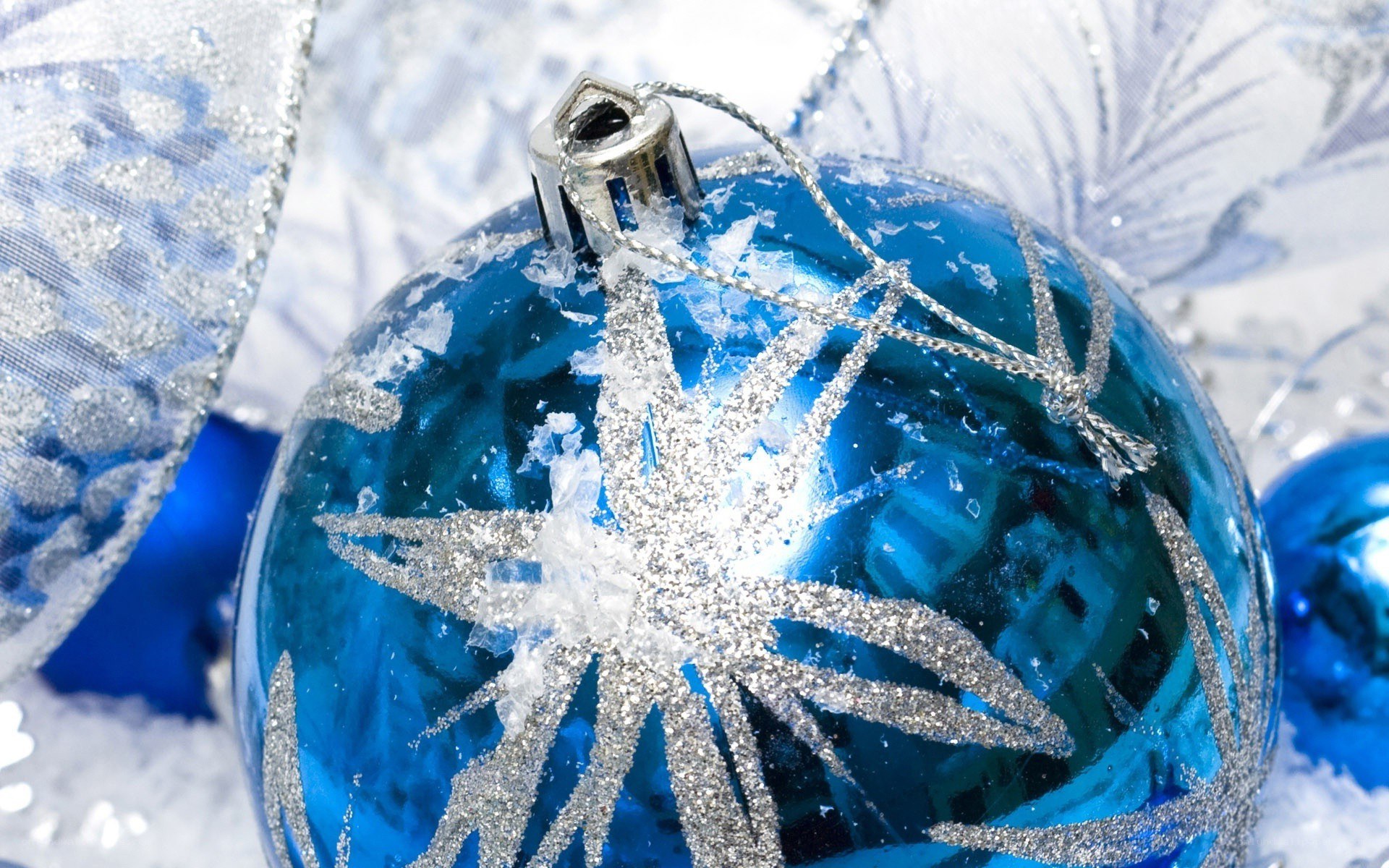 blue ornament with snowflake