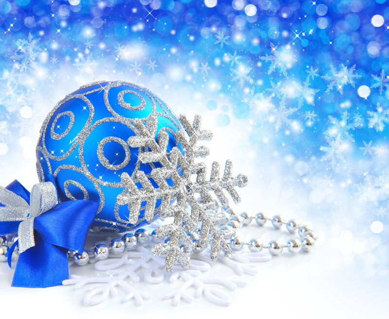 Blue Ornament with Snowflake — Festive, Winter, Photograph, Bow