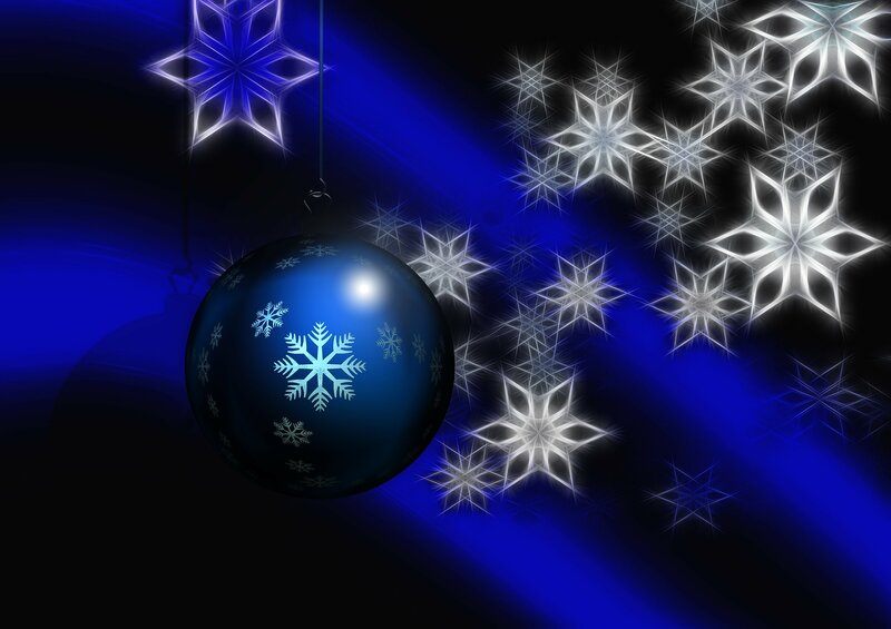 Blue Ornament with Snowflakes — Festive, Winter, Digital Art, String