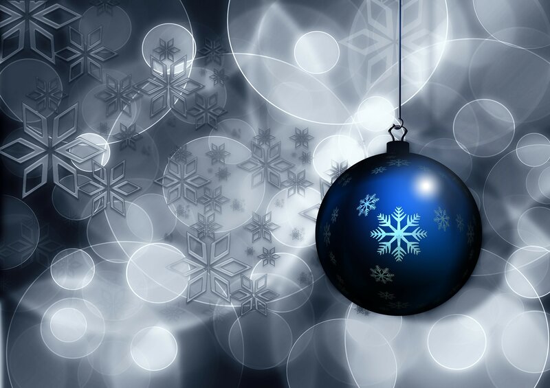 Blue Ornament with Snowflakes — Festive, Winter, Digital Art