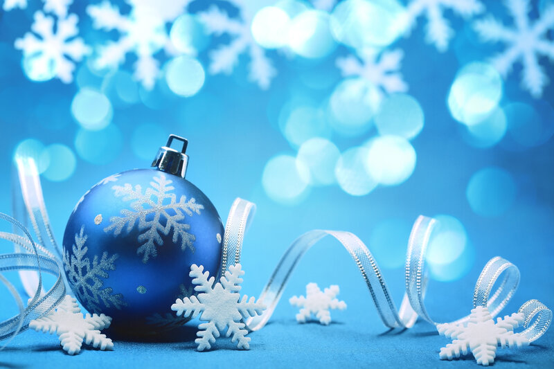 Blue Ornament with Snowflakes — Festive, Winter, Photograph, Ribbon