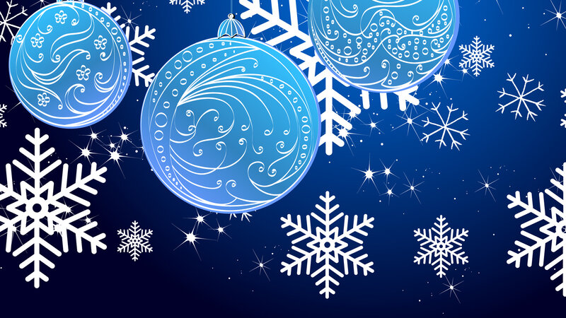 Blue Ornaments and Snowflakes — Festive