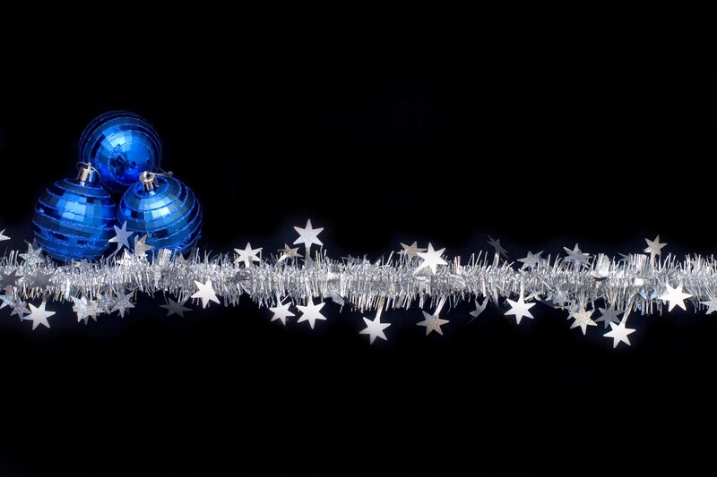Blue Ornaments and Tinsel