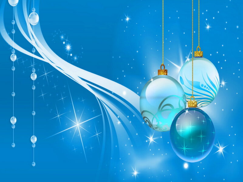 Blue Ornaments Hanging — Festive, Night, Digital Art