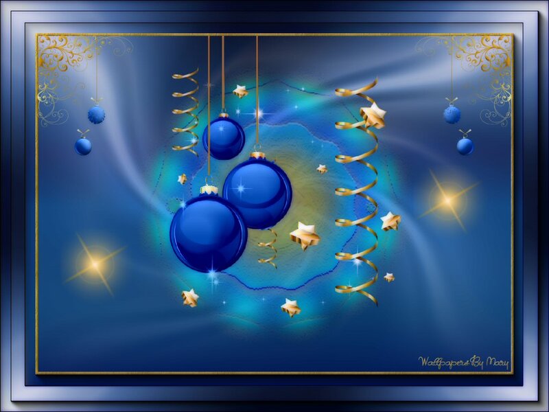 Blue Ornaments Hanging — Festive, Night